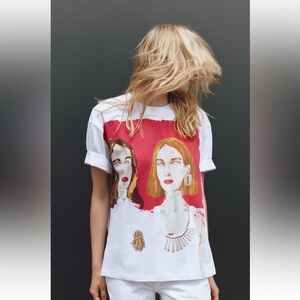 Zara Graphic T-Shirt with Artistic Print